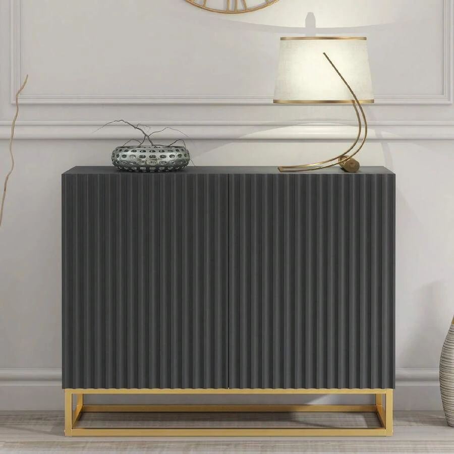 Ripple Sideboard 100cm - Modern Fluted Design With Push To Open Doors - Dark Grey - View 1