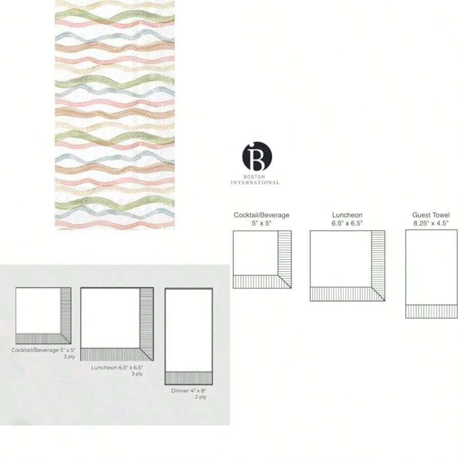 IHR Home Range - Servilletas desechables de papel de 3 capas, 8.5 x 4.5 pulgadas, , 16 unidades(Acuarela Coast Waves (melocotón) 8.5" x 4.5") - Multicolor - Ver 1