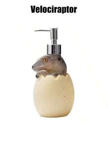 1个可爱3D恐龙造型皂液器，创意卡通设计，带按压泵，浴室台面液体皂液瓶，可重复灌装空瓶，浴室配件