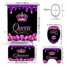 1pc/4pcs Valentine's Day Luxury Queen Style! Red Rose High Heel Shower Curtain Set, Includes 12 Hooks, Non-Slip Bath Mat, U-Shaped Toilet Seat Cover, Machine Washable, Artistic Design, Suitable For All Seasons, Valentine's Day Shower Curtain, Bathroom Decor - Multicolor - View 7