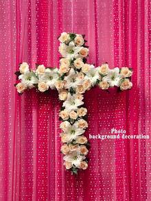 1pc Large Cross-Shaped Cross Flower Mud For Flower Arrangement - Wet/Dry Use, Suitable For Weddings, Birthdays, Parties, For (11.41"H X 5.9"W X 1.57"T)