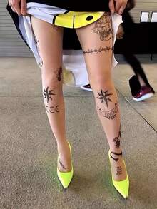 1pc Women's Ultra-Thin Fashion Printed Pantyhose - Apricot - View 4