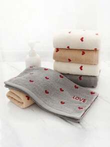 Toalha bordada com coração e a palavra "LOVE". Toalha para casais, toalha para casa, absorvente, de secagem rápida e suave para a pele. Grossa, macia e absorvente, presente ideal para casais. Toalha de mão vermelha em formato de coração para o Dia dos Namorados, conjunto de toalhas decorativas para banheiro, pode ser usada para secar, limpar e na cozinha. Também pode ser usada como toalha de banho e toalha de rosto. - Rosa - Ver 2