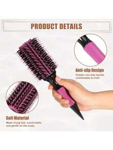 25cm/7cm Aluminum Tube Hair Brush Set - Pink Aluminum Tube Brush, Round Heating Brush, Brazilian Brush Styling Kit - Heavy Duty Aluminum Tube Brush, Aluminum Tube Heat Styling Brush, Boar Bristle Brush, Roller Brush Set, Length 25CM, Max Diameter 7CM, Nylon/Boar Bristle & Air Drying Technology, Brush Cleaner, Dual-Use Brush, Dual-Use Eyebrow Brush, Suitable For Curly/Wavy/Straight Hair