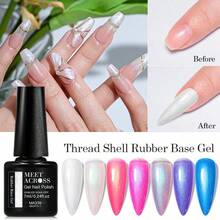 MEET ACROSS 6pcs 7ml Auroras Glitter Thread Shell Gel Nail Polish Set, 2 In 1 Rubber Base Gel Polish, Pearl Shell Texture Effect Nail Camouflage Color Coat, Semi Permanent Soak Off Nail Art UV Gel Varnish Manicure Nail Art DIY For Home And Salon Nail Supplies - Nhiều màu - Xem 2