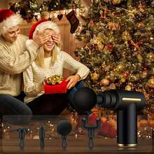 可充电便携式肌肉按摩枪 - 配有 4 个按摩头、液晶显示屏和 6 档可调速度