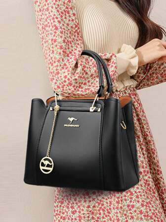 Luxury Brand Soft Leather Handbag, Women's Designer 3-Layer Shoulder Messenger Bag, Large Capacity Shopping Tote, Elegant Luxury, Business Casual Style, Suitable For Office, Business And Work