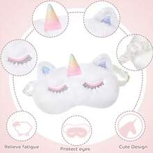 Geyoga 6 Antifaces para Dormir de Niños Cubierta de Ojos con Animales Unicornio Mascaras Ojos Peluche Suave Divertido para Mujeres Niños Avion Viaje Siesta Noche - BlancoGris - Ver 3