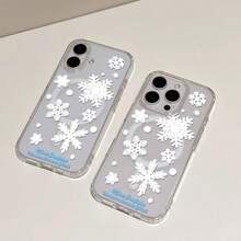 SpongeBob SquarePants 1个极简雪花冬季彩绘磁吸透明防摔手机壳，兼容 11/12/12 Pro Max/14 Pro Max/15/15 Pro/16/16 Pro Max/17/17 Air及其他型号 - 彩色 - 查看 2