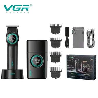  VGR Hair Clipper Professional Clippers And Trimmers Set Electric 9000 RPM Hair Clipper Digital Display Hair Trimmer Cordless High Power Trimmer Men Clipper V-977 V-377