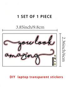 1pc Inspirational Laptop Sticker With Motivational Phrase "Believe In Yourself", Partially Transparent - Black - View 6