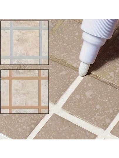 1pc Waterproof Tile Grout Pen, White Tile Repair Pen With Mildew Resistant Filler, Easy-To-Use Gel Grout, Suitable For Bathroom And Kitchen Tiles, Compatible With Other Material Surfaces, Kitchen, Cooking, Camping, Vacation, Beach, Room Decor, Storage, Party, Travel