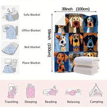 超柔软法兰绒毯，温暖舒适，饰有鲜艳的狗狗图案，适合沙发、卧室，是送给爱狗人士的2025新年礼物，不易起球。 - 彩色 - 查看 10