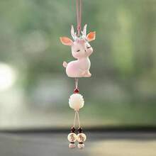 New Cute Pink Deer Car Pendant - Rear View Mirror Decor, Handmade Premium Car Interior Accessory, Gift For Her