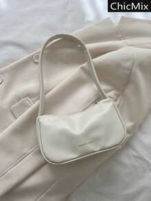 Bolso baguette con estampado de letra - Beis - Ver 1