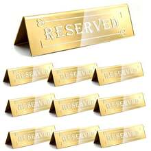 10pcs Acrylic Reserved Table Cards - 6x2x1.6 Inches Table Cards - Double-Sided Waterproof - Reserved Seating Cards For Weddings, Restaurants, Conferences, Events And Parties - Gold - View 4