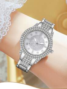 2pcs Luxury Women's Watches, Two Pieces Quartz Watch Set - Round Dial Paired With Classic Bracelet, Fashionable And Charming, Preferred As A Gift For Women