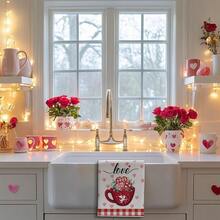 2 Large Valentine's Day New Design Dish Towel Kitchen Hand Towel Absorbent Dishwashing Cloth Tablecloth Wipes - 15.75x18.9 Inches - View 5