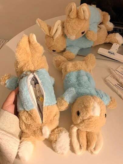 新款卡通毛绒动物铅笔盒，可爱柔软治愈娃娃，大容量铅笔袋，学生文具收纳袋