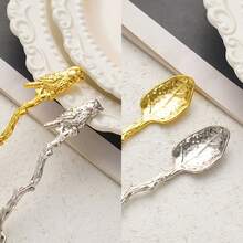 5 Stück zarte Vogel-Zweig Kaffee-Löffel mit langem Griff, vintage Tier-förmiger Tee-Rührlöffel, europäischer Wald-Stil Dessert-/Kuchenlöffel, Haushalts-Tee-Pause Geschirr - Verschiedenfarbig - Übersicht 7