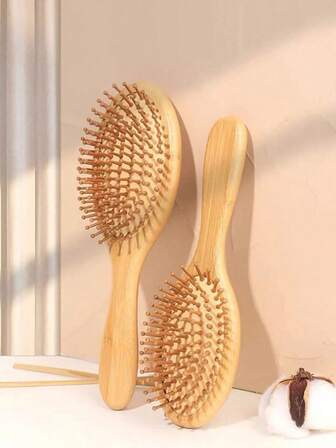 1 st/set bambu hårborste, naturlig bambu antistatisk slät hårbottenmassagekam, luftkuddestylingverktyg, bärbar kompakt icke-skadlig luftkuddemassageborste, hårstylingmassagekam för hushållet, unisex