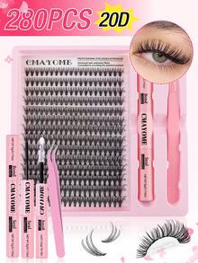 240 Clusters Of Dcurl Segmented False Eyelashes(10D/20D/30D) In Mixed Lengths (9–16mm) For A Natural Look.It Includes Bond & Seal Adhesive And Tweezers,Offering Long-Lasting Wearperfect For Everyday Makeup,Festive Occasions,And Travel - Pink - View 4