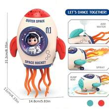 2025新款火箭、水母、章鱼玩具 | 带投影雾化灯光音乐的宇航员造型趣味毛绒玩具，ABS材质，无需电池，适合日常玩耍、圣诞节、万圣节、生日礼物 - 彩色 - 查看 6