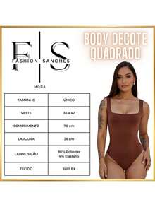 KIT 2 Body Feminino Decote Quadrado regata alça fina Suplex - PRETO MARROM - Visão 3