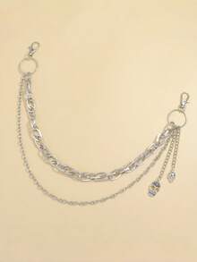 Punk Street Style Double-Layer Skull Pendant Pants Chain, Metal Waist Chain, Body Chain, Couples Christmas Gift - Silver - View 3
