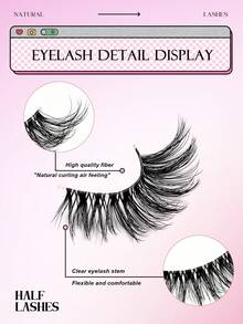 7对Asiteo自然猫眼假睫毛，精致轻盈，透明睫毛梗，新手友好，可重复使用，适合日常及特殊场合。 - 半眼睫毛 - 查看 3