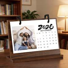 2026年定制照片日历，可添加12张自定义照片，高品质木质底座，可个性化定制家庭/旅行/周年纪念照片，送给亲朋好友的贴心礼物，2026年月历桌面计划本及家居办公装饰，个性化2026年日历 - 彩色 - 查看 5