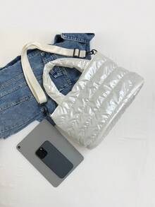 1 حقيبة نسائية مبطنة ذات قطعة واحدة، حقيبة يد واسعة مع إغلاق بسوستة، حقيبة كبيرة للشتاء الكاجوال، حقيبة كتف قابلة للتعديل، للنساء/الفتيات/الطلاب، للاستخدام اليومي/الخروج/التسوق