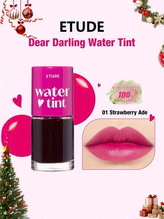 ETUDE Dear Darling Lip Gloss 01 Strawberry Soda, Vibrant Color, Infused With Moisturizing Pomegranate & Grapefruit Extracts, Nourishing Lips, Korean Makeup, K-Beauty, Gift Set, 9g/0.31oz
