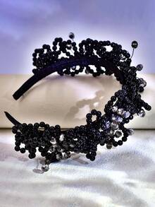 1件珍珠发箍，优雅多层串珠女士头饰，适合婚礼、订婚、摄影、约会、节日、休闲、情人节等场合，可作装饰头饰、发带、发箍。