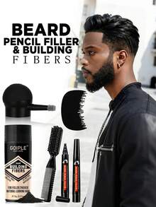 Goiple 27.5克/0.97盎司胡须填充纤维、胡须刷、2支0.14盎司/4克胡须填充笔、优化器和喷雾器，胡须护理套装，含天然毛发增厚纤维，适用于稀疏毛发和胡须。 - 黑色 - 查看 3