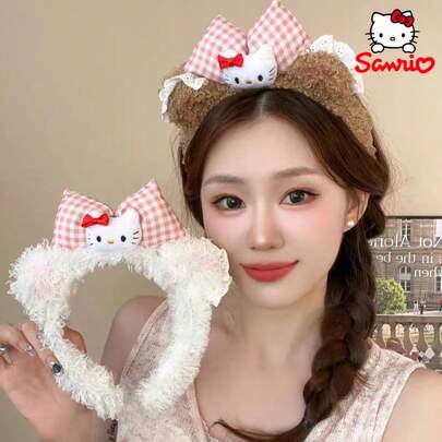 SANRIO 三丽鸥  卡通可爱发箍，毛绒发箍，柔软宽防滑发圈，秋冬季蕾丝发箍头饰，适合学生、女生、派对装饰、发饰、女士节日生日礼物