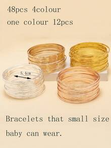 12pcs Metal Polka Dot Textured Stacking Bangle Bracelets - Multicolor - View 10