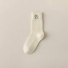 6双女士保暖冬季袜 - 中筒罗纹设计，美拉德压纹日式扭纹女士百搭保暖绒袜