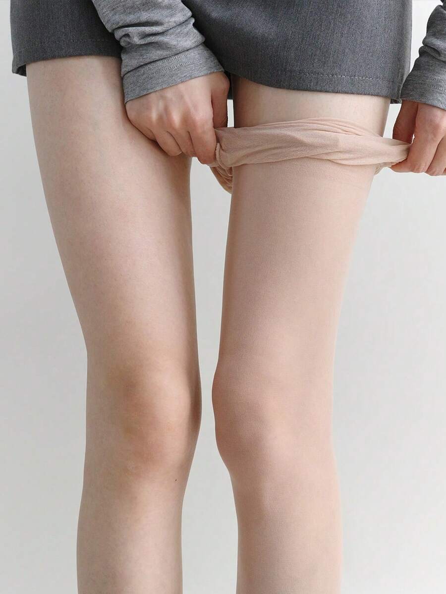 1双女士纯色丝袜/连裤袜 - 色彩鲜艳、性感、轻薄、抗起球、耐穿、超透明腿部配件，夏季紧身裤打底裤，时尚性感全长无缝袜，非常适合日常约会和外出穿着。 - 杏色 - 查看 1