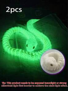 3D 打印夜光蛇装饰，新年礼物，全铰接毒蛇模型，逼真的动物雕像，有彩虹色、荧光绿可选，3D 打印蛇，成人玩具（眼睛随机） - 彩色 - 查看 14