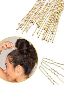 Conjunto de 100 grampos de cabelo pretos em metal, em formato de U, para uso casual, feminino e infantil. Presilhas antiderrapantes para todos os tipos de cabelo, ideais para uso diário e penteados. Perfeitas para escola, cabelo e outras ocasiões. Ideais para o verão, férias e viagens. - Multicolorido - Ver 5
