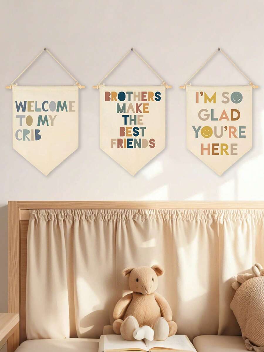 1件婴儿房装饰挂毯，家居婴儿房墙面装饰，卧室婴儿帆布优雅墙面装饰，精致婴儿房墙面挂毯装饰 - 彩色 - 查看 1