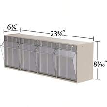 TiltView Plastic Storage Cabinet With 4 Tilt Out Bins Horizontal Plastic Parts Organizer Teacher Toolbox And Office Ply Organizer 23-5/8 W X 8-3/16 H X 6-3/4 D Mocha Raspberry - MochaRaspberry - View 3