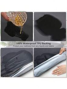 1pc Purple 100% Waterproof TPU Backing Plain Fitted Sheet, Dirtyproof Mattress Protector, Mattress Cover For Bed, Bed Sheet, Soft And Breathable, For All Size Bed -Twin, Full, King, Queen Size Sheet Deep Pocket Up To 11.8 Inch Sheet Bedspread Breathable Wrinkle-Free Better For Sleep, Machine Washable Dormitory Guest Room Dustproof Skin-Friendly Back School Bedding - Purple - View 2