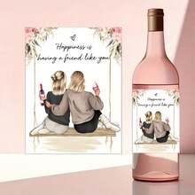 2/6 Pcs Best Friend Wine Bottle Stickers - Happiness Is Having A Friend Like You, 4.7*3.9 Inches Gift Labels, Suitable For Birthday Parties And Celebrations, An Ideal Gift For Best Friends And Girlfriends - Multicolor - View 8