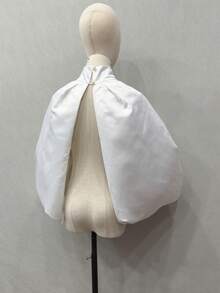 1pc White Satin Exaggerated Heavily Embellished Puffy White Bridal Shawl Detachable Collar Accessory - View 8