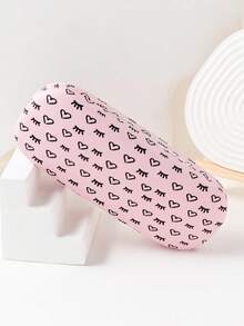 1pc Heart Printed Eyeglasses Case, A Gift For Family And Friends - Pink Heart-057 - View 3