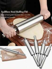Heavy Duty Stainless Steel Rolling Pin With Non-Slip Handle - Professional Pizza Rolling Pin - Easy To Clean, Rust-Resistant, Ideal For Home And Commercial Kitchens - Perfect Christmas And Halloween Baking Gift - Multicolor - View 2
