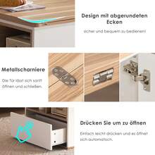 Multifunctional Lift-Top Coffee Table =313593594WAA - Unfolds Into 2 Tables, White + Natural Wood, Large Capacity, Modern Living Room Furniture, Multifunctional Dining/Desk Table - White + Particle Board - View 7