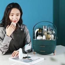 High-End Transparent Acrylic Makeup Organizer, Dust-Proof Cosmetic Storage Box, Vanity Countertop Skincare Rack - Multicolor - View 7